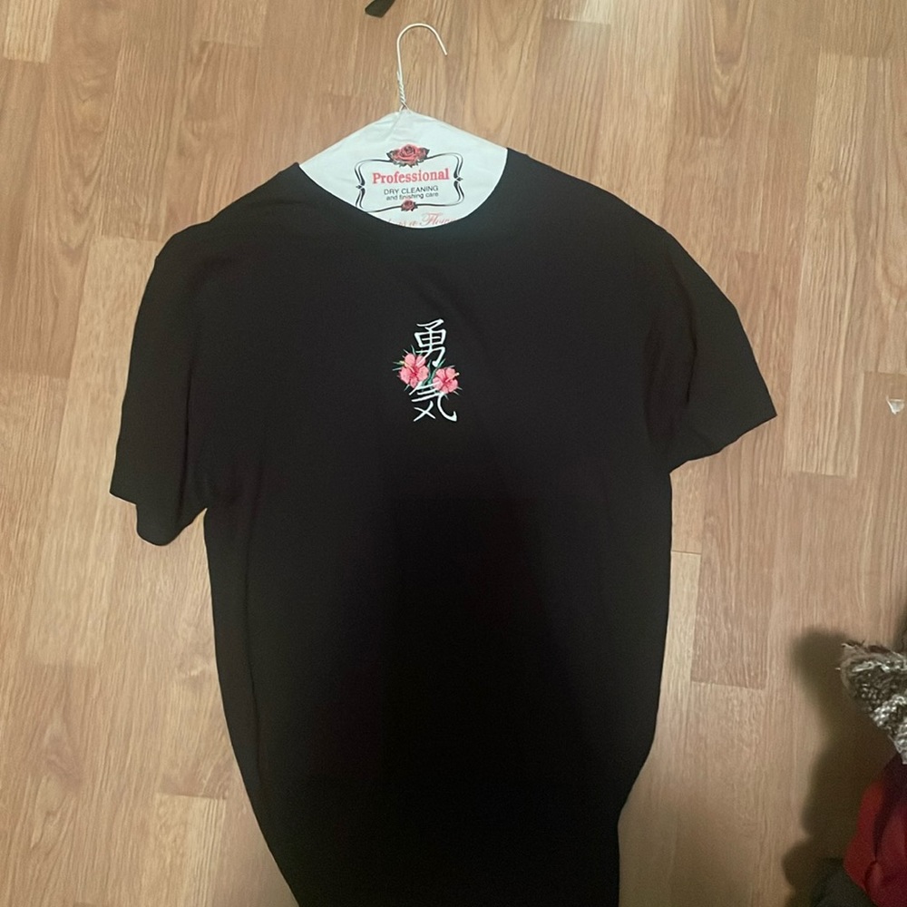 Black Tee with flower